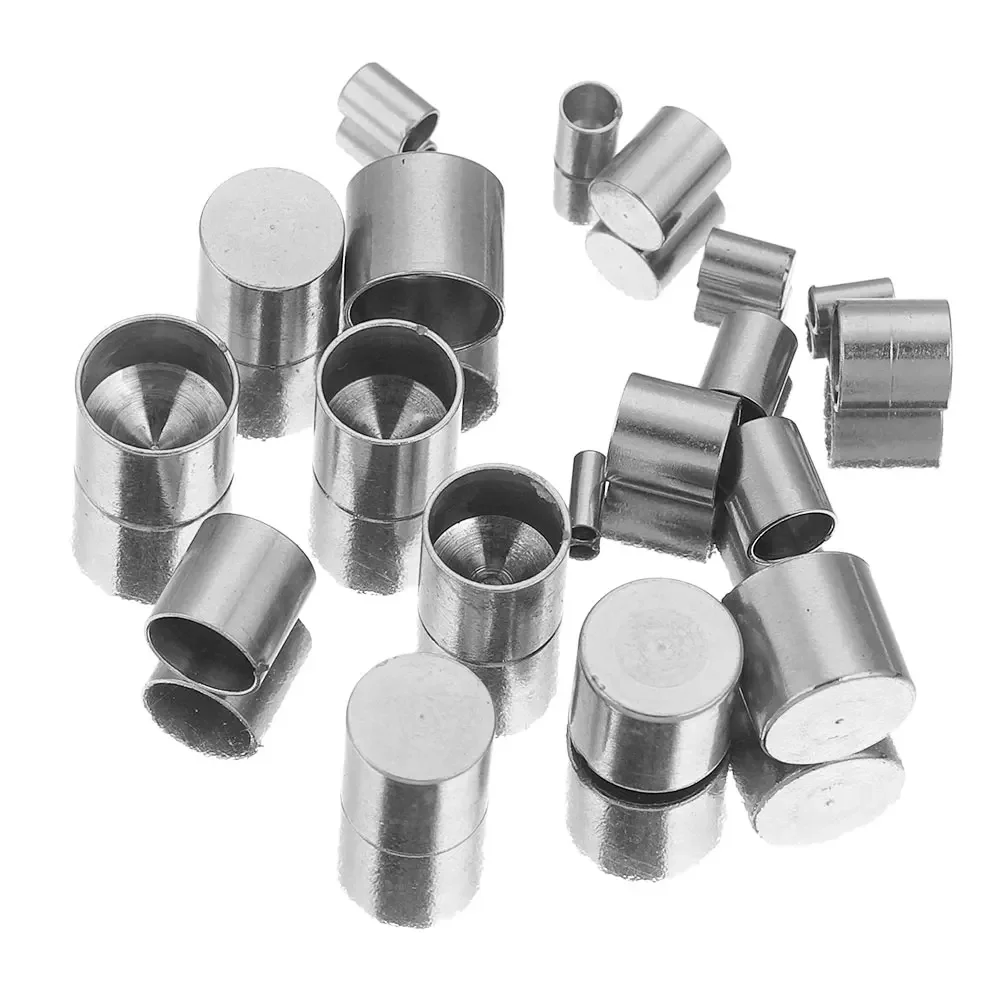 10pcs chiusura con cordino in pelle in acciaio inossidabile tappi terminali con punta a crimpare in oro per connettori per bracciali per collana