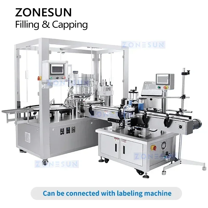 Zonesun ZS-AFC24 máquina automática de enchimento e tampagem de pó de frasco, enchimento de eixo helicoidal, embalagem de suplementos de pó liofilizado