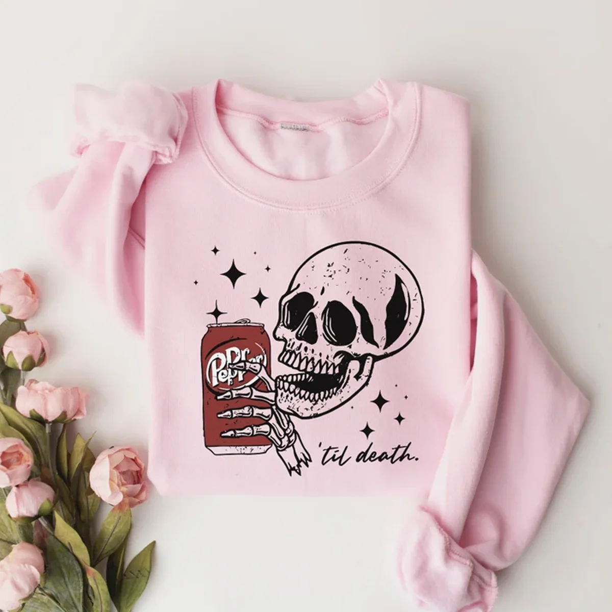 Till Death Dr. Pepper Sweatshirt Halloween Skeleton Sweatshirt Halloween Party Shirt Skeleton drinking Dr. Pepper Sweatshirt