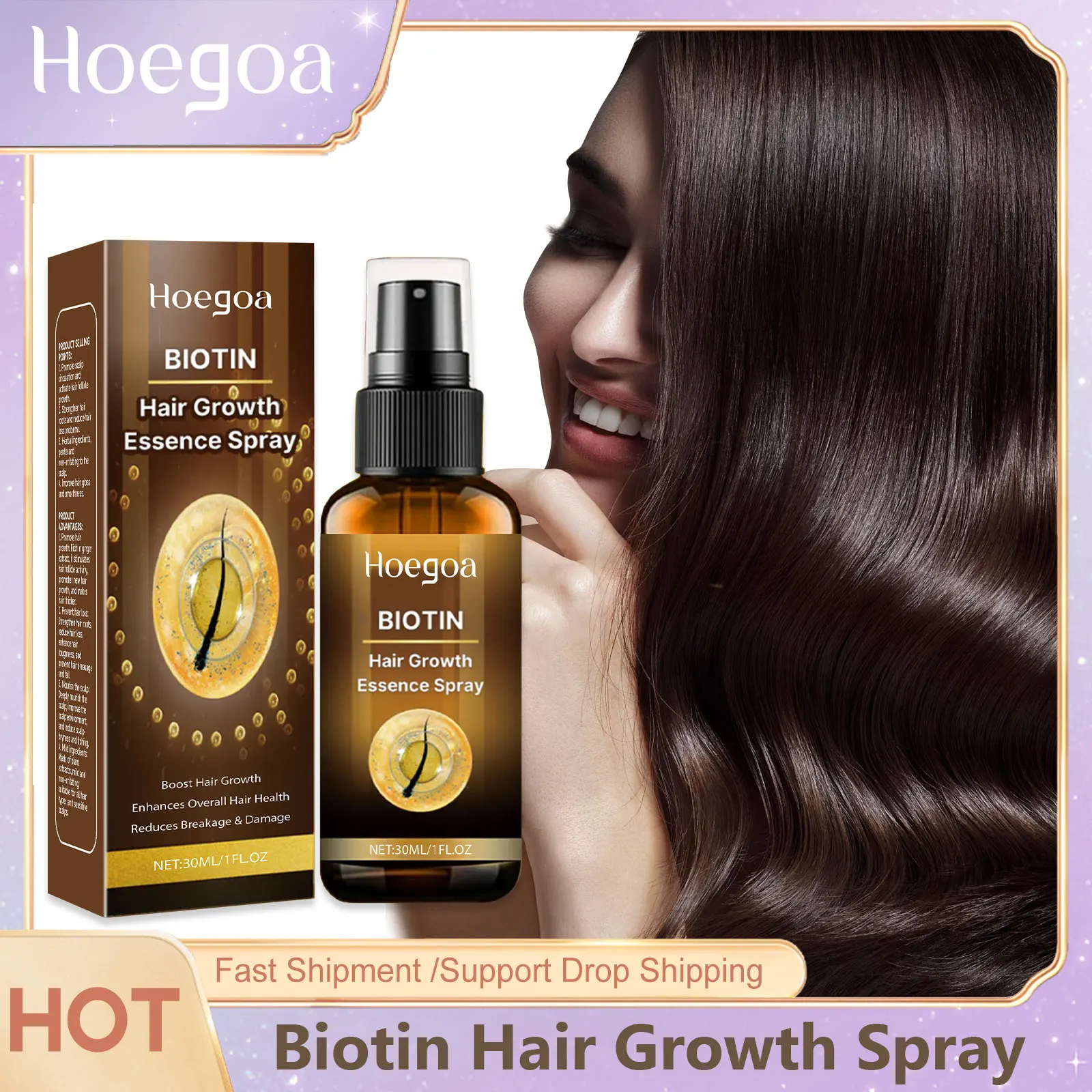 

Biotin Hair Growth Spray Ginger Ginseng Hair Boosting Serum Strengthen Restore Scalp Health Prevent Baldness Beard Thicken Oil