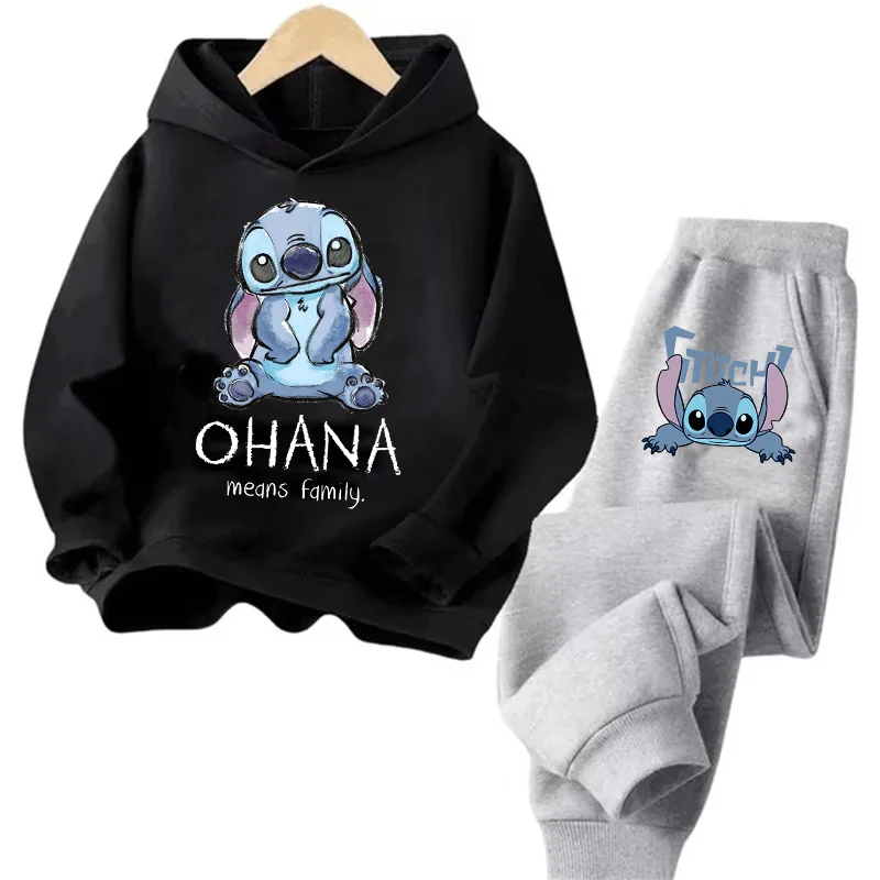 Manga Children Hoodies Stitch Kawaii Pullover Sweatshirt Anime Trucksuit Manga Cartoons Girls Boy Kids Autumn Casual Clothes