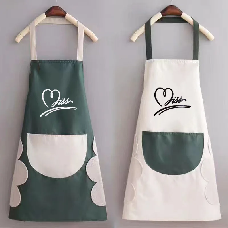 Household Waterproof Hand-Wiping Apron Kitchen Oil-Proof Apron Adult Cooking Hanging Neck Bibs Home Aprons Kitchen Accessory