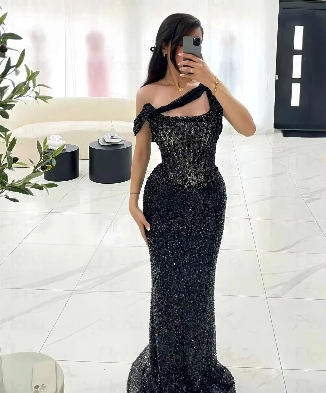 Schwarze Abendkleider im orientalischen Stil, transparente Pailletten, Perlen, südafrikanisch, Dubai, Saudi-Arabien, schwarzes Ballkleid für Mädchen, maßgeschneidert
