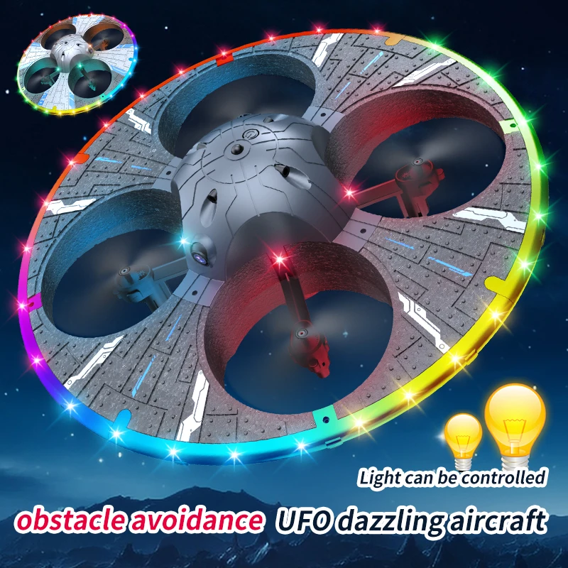 폼 UFO UAV 조명 RC 드론 어린이 장난감, HD 카메라, 장애물 회피 리모컨 드론, 쿼드콥터 항공기, 헤드리스 모드