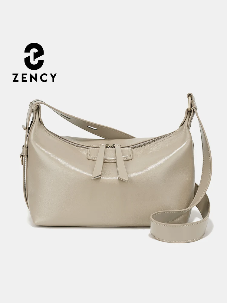 

Zency Fashion Beige Yellow Black Handbag 2025 Leather Genuine Cowhide Crossbody Bag for Women Strap Large Capacity Shoulder Bags