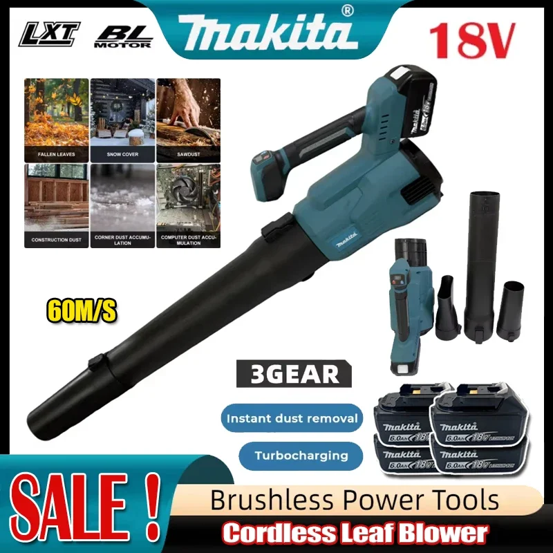 Makita Cordless Electric Air Blower Handheld Efficient Leaf Snow Dust Blowing Cleaning Brushless Power Tool for 18V Battery