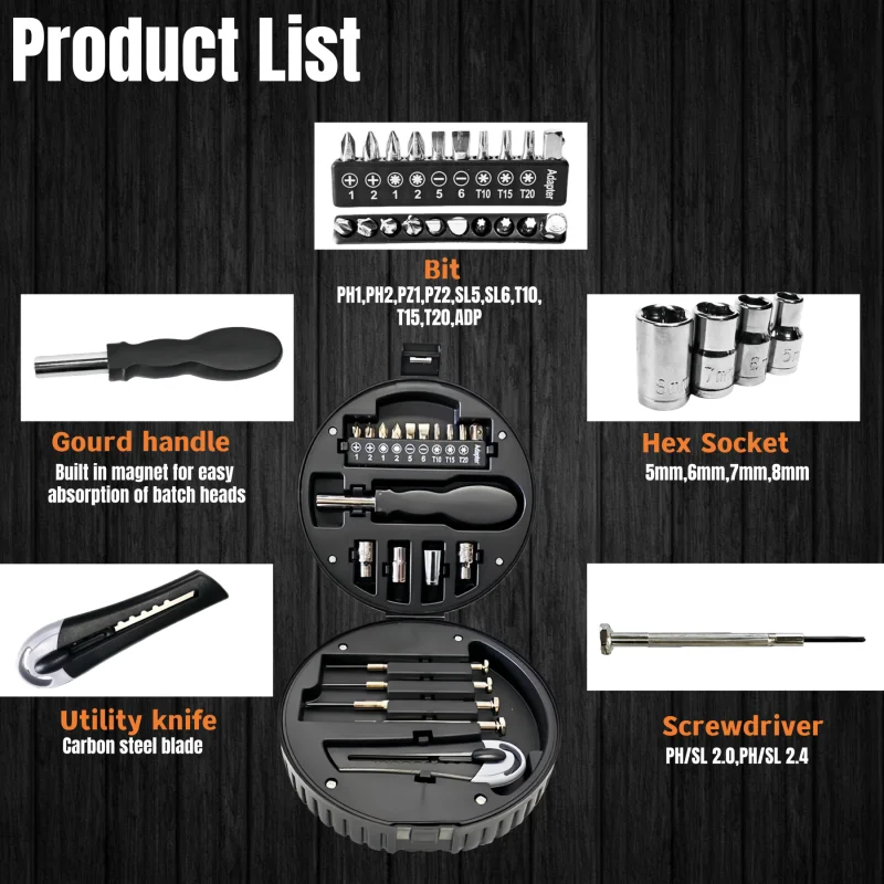 20-in-1 Precision Household Tool Kit Carbon Steel Screwdriver Bit Wrench Mobile Phone And Watch Professional Repair Tools