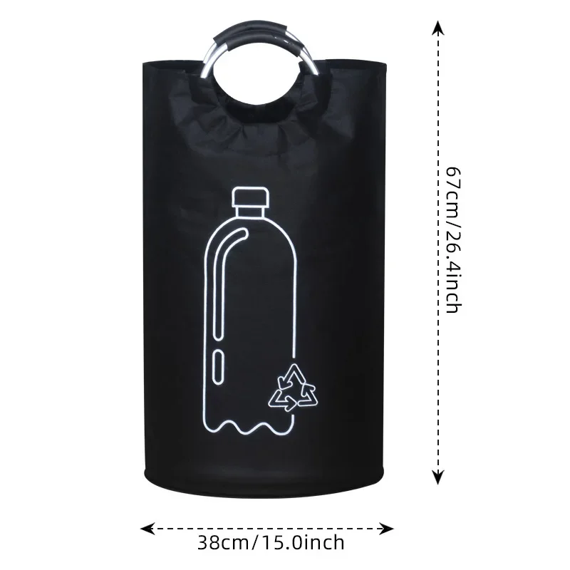 Thickened Foldable Recycling Storage Basket Large Capacity Empty Bottle Bag with Aluminum Handle for Kitchen Laundry Organizer
