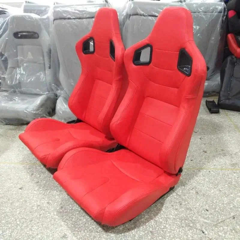 Car seat modified emulator Dual slide adjustable red PVC racing seat