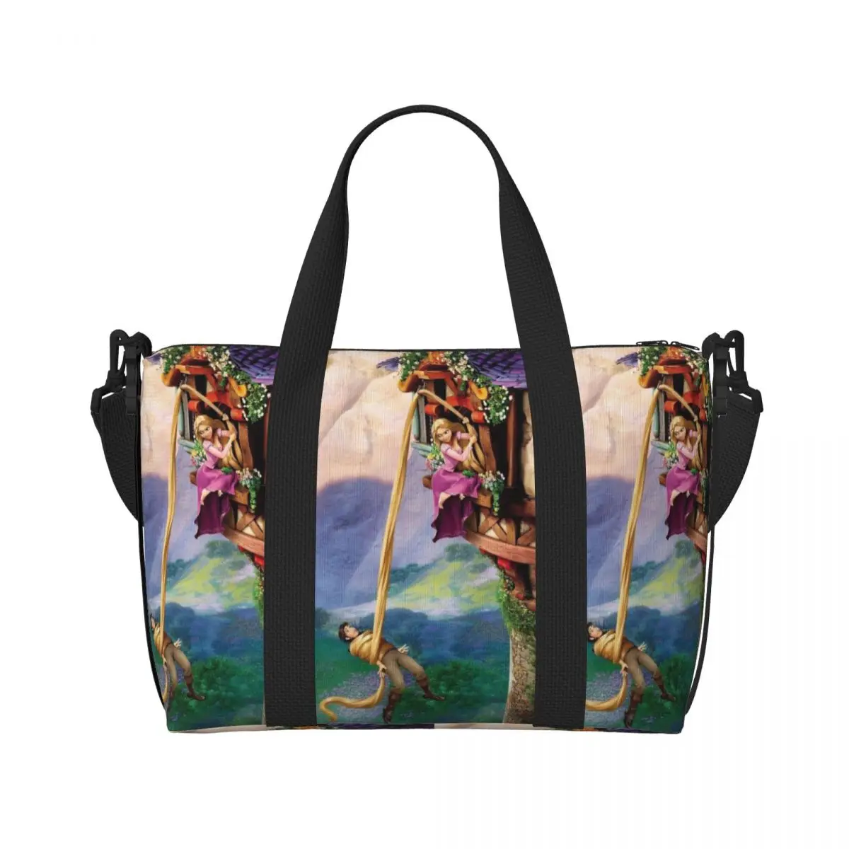 Custom Tangled Cartoon Tote Bag for Women Large Capacity Beach Gym Travel Bags