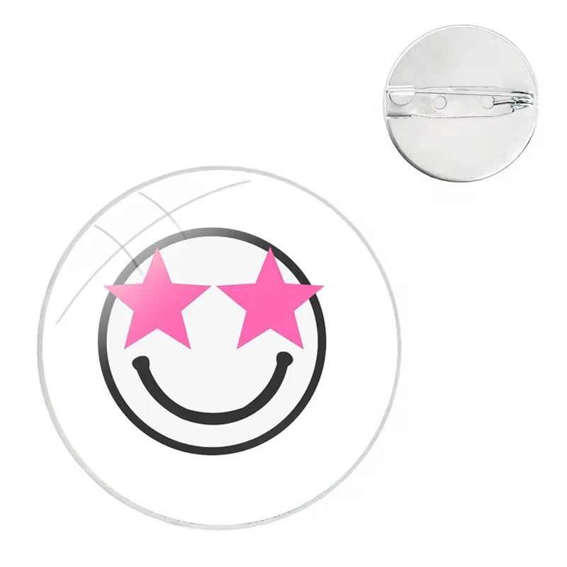 Pins Badge Metal Brooches For Clothes Backpack Decoration gift Preppy Art Happy Face Smiley Face Pre