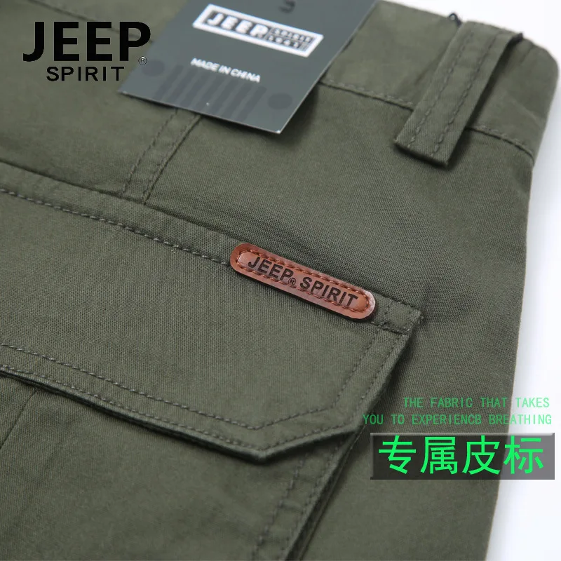 JEEP SPIRIT men trousers multi-pocket casual business outdoor loose fashion 100% cotton micro-elastic solid color pants