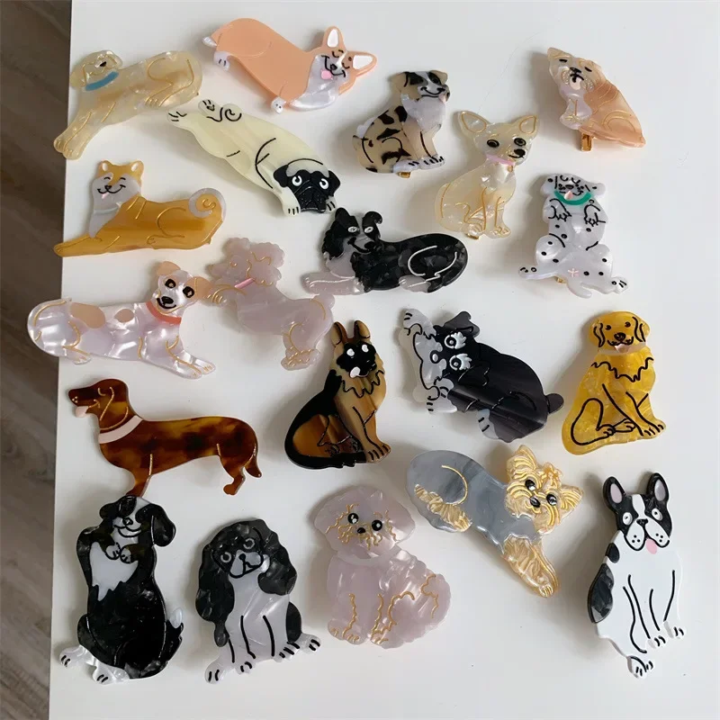 Korean Trendy Cute Dogs Acetic Acid Hair Clips Small Animal Barrettes Cartoon Hairpin Girl Hair Accessories for Women Headdress