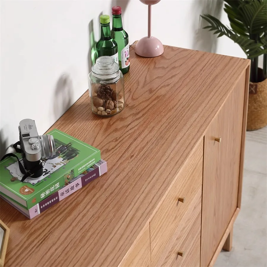 Kommode aus reinem Massivholz, nordische Schlafzimmerkommode, Aufbewahrungsschrank aus Eiche, Spind-Haushaltsmöbel mit Tür