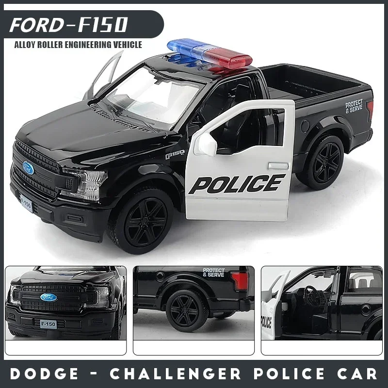 1:36 Ford pickup Raptor Lega di Polizia Giocattolo Modello di Auto Diecast Simulazione In Metallo Modello di Polizia Giocattolo Collezione di Auto Pull Indietro F155