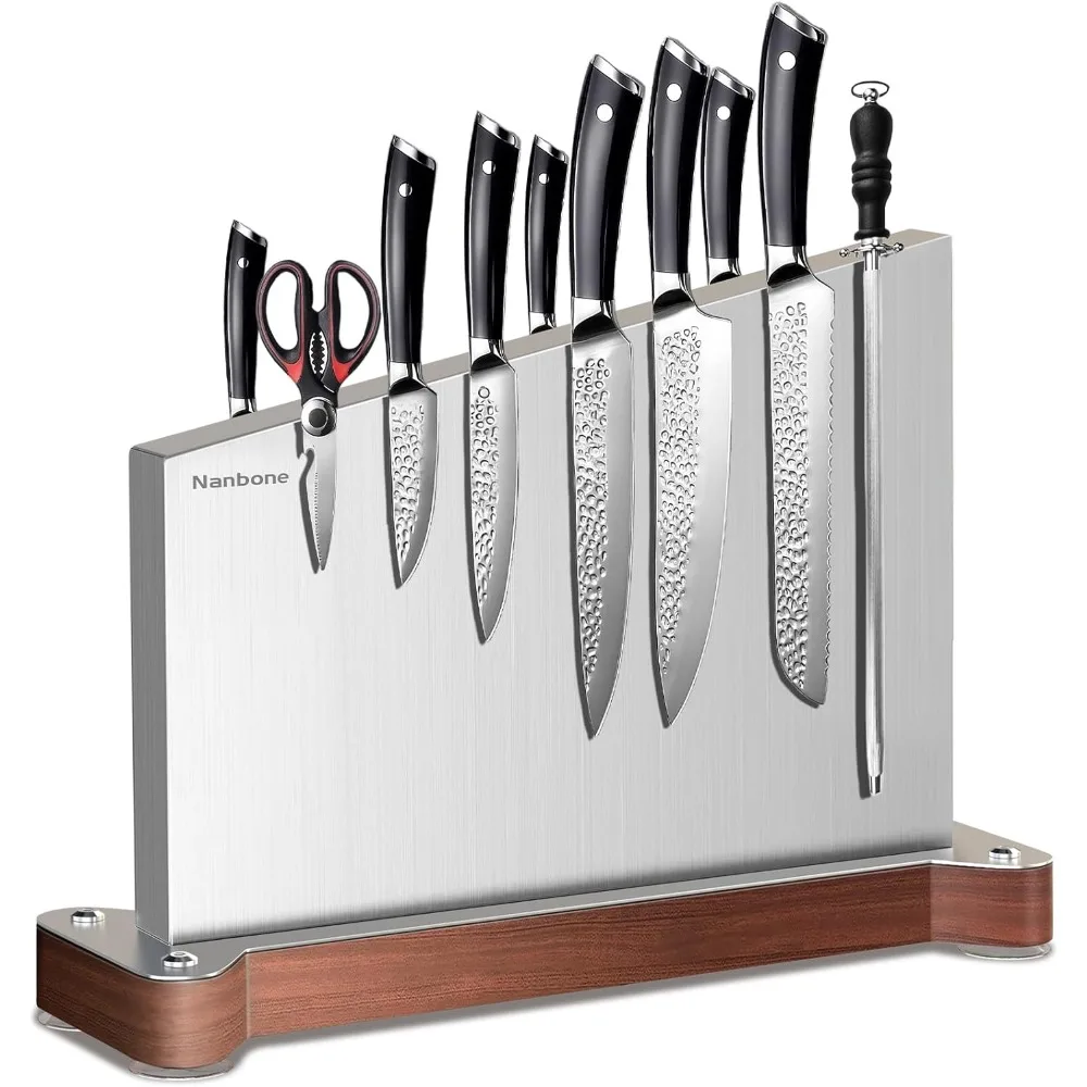 

Sturdy Double-Sided Magnetic Knife Storage Rack - Large Capacity, Strong Magnets, Stainless Steel Constructed
