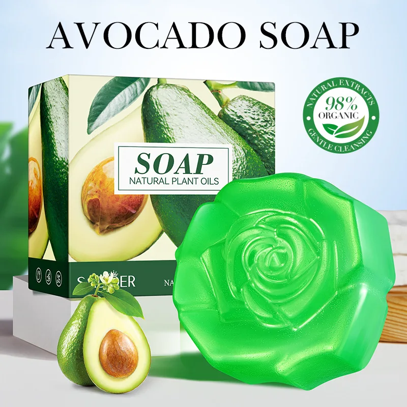 1Box Avocado Handmade Soap Cleansing The Body Wash Soap Essential Oil Moisturizing Product Body Care Dry Skin Prevent Dry