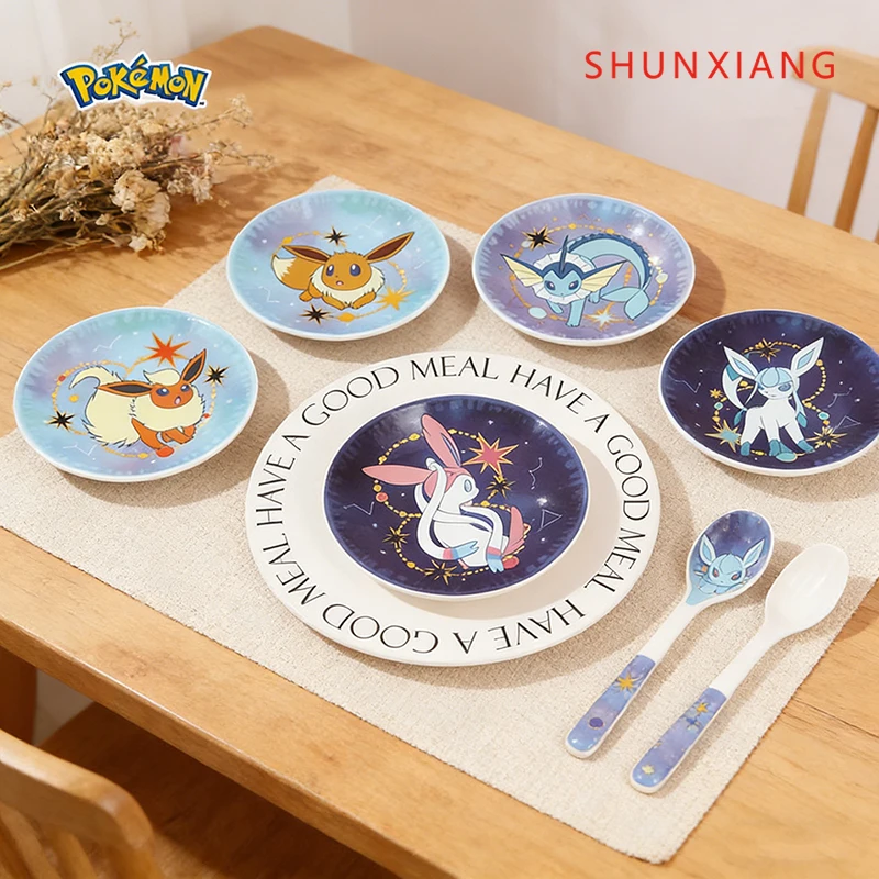 shunxiang-set-di-piatti-in-ceramica-a-tema-pokemon-serie-eevee-9-pezzi-piatti-decorati-con-cielo-stellato-stoviglie-anime-regalo