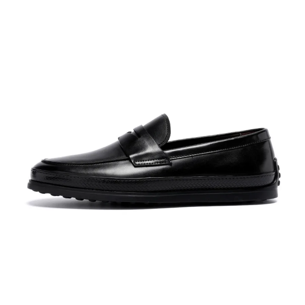 

Men's Genuine Cow T Leather Loafers Breathable Slip On Casual Driving Shoes Soft Soled Beans Shoes Summer
