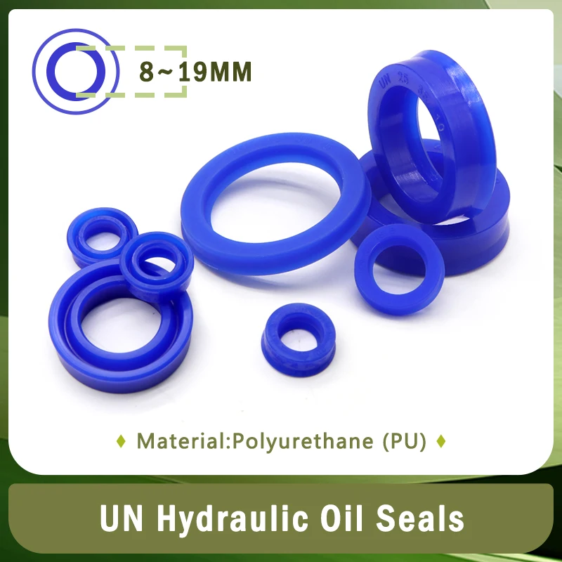 

ID 8-19mm (IDxODxTHK) UN Radial Shaft Hydraulic Seals Polyurethane Piston Shaft Piston Rod PU Single Lip U Cup Oil Seals 5pcs
