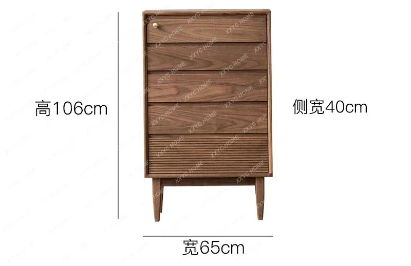 Y1 North America Black Walnut Solid Wood Eight Spares Cabinet Simple Bedroom Storage Locker of Bed End