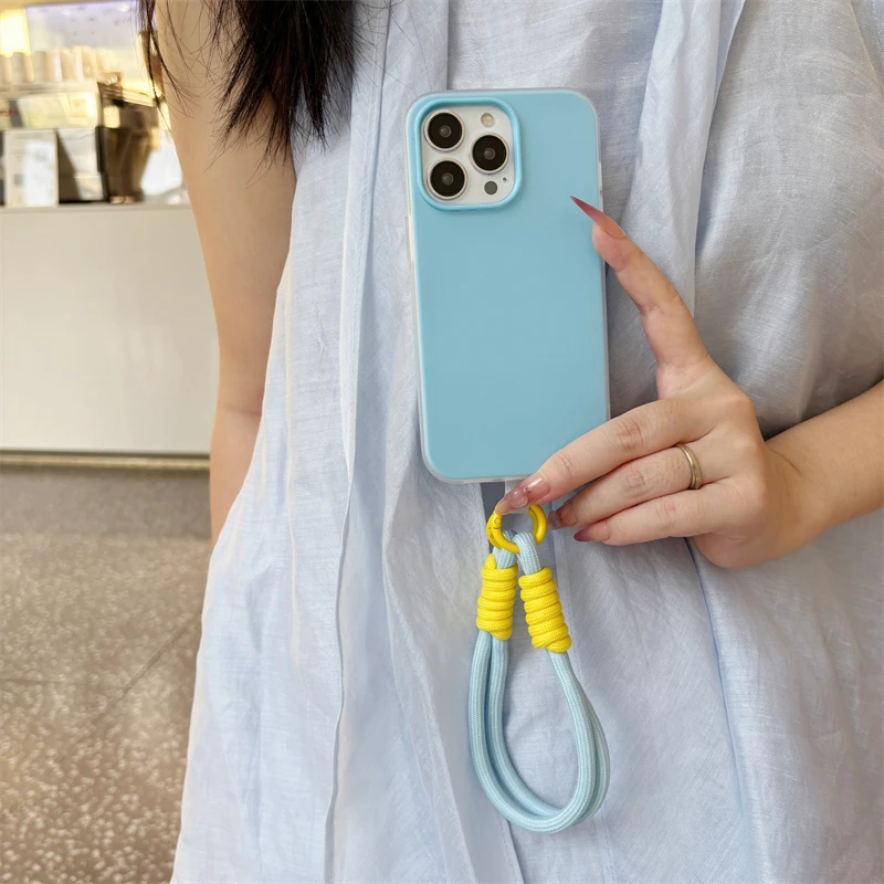 Funda de teléfono para Samsung Galaxy A17 A56 A36 A26 A16 5G A55 A35 A25 A15 A54 A34 A24 A14 4G Color doble capa 2 en 1 funda con cordón