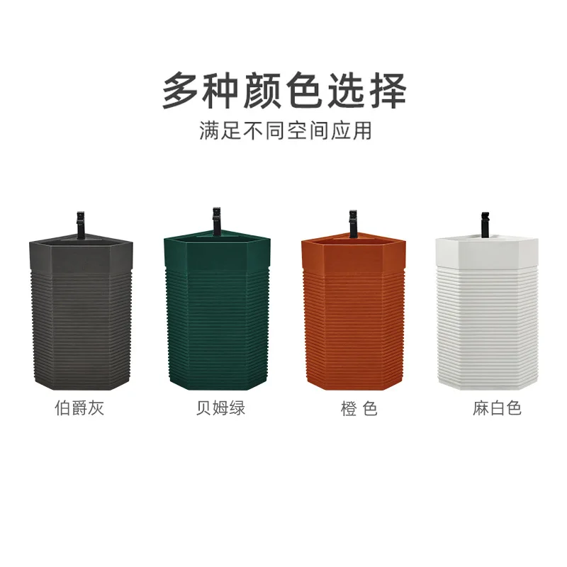 New artificial stone pillar type wash basin, bathroom balcony polygonal column basin art wash basin integrated