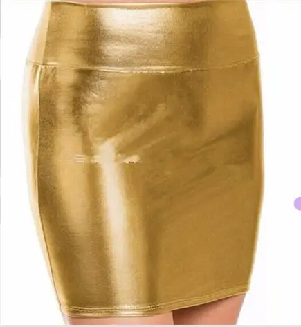 10 kleuren metallic nachtclub PU-leer elegante potlood midi-rokken HIp Wrap wetlook rokken vintage stretch