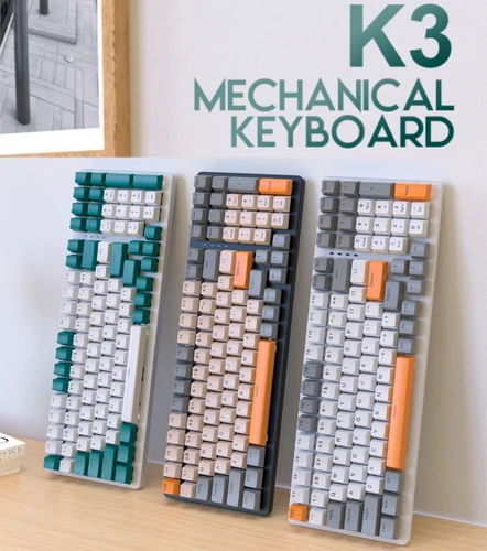 Imagen 1 del producto Teclado mecánico español con Ñ Intercambio en caliente 100 teclas Diseño 98% Teclado mecánico español con la Ñ ruso coreano árabe Luz RGB con cable tipo C Teclado numérico para Gaming Office K3