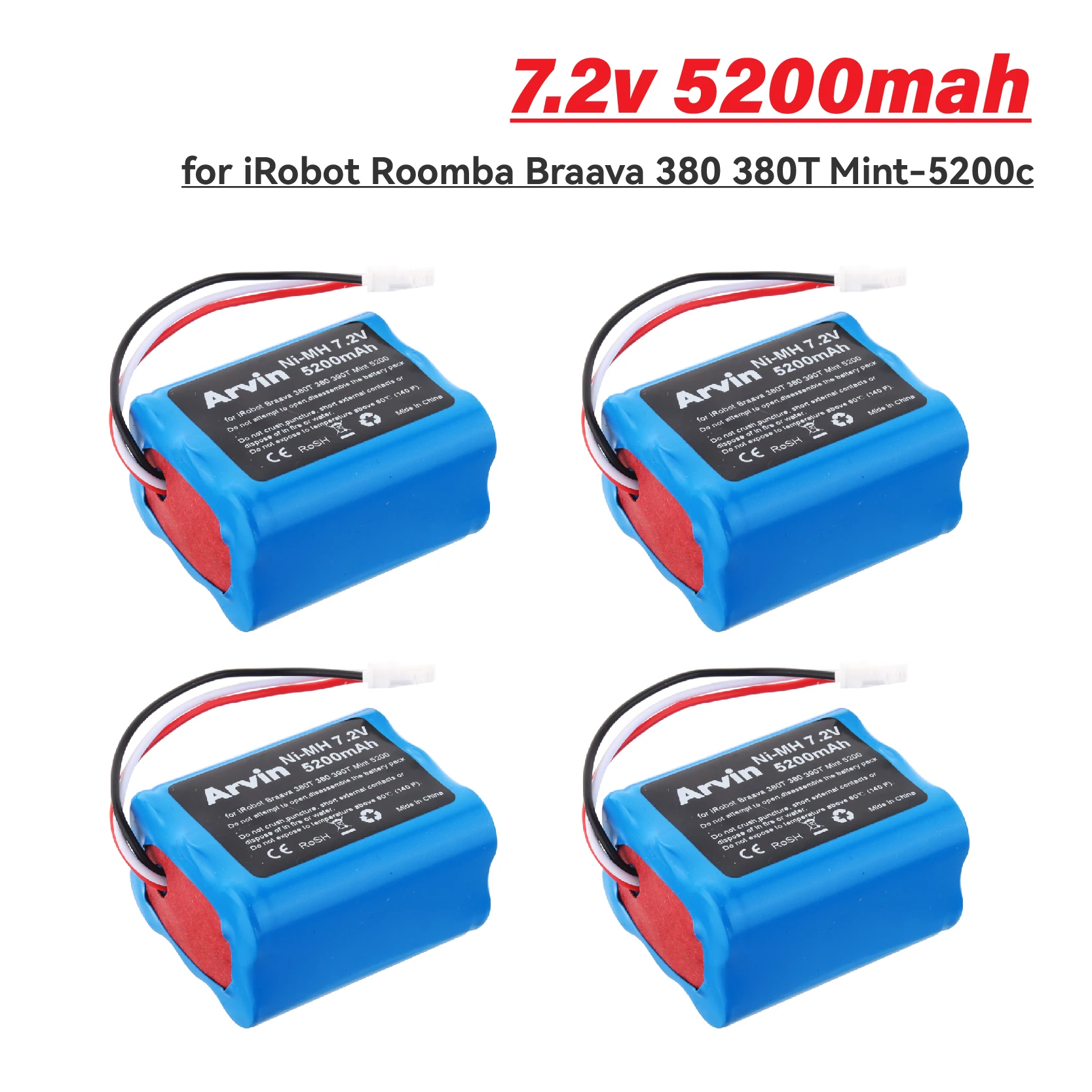 7.2v 5200mAh NI-MH Battery for iRobot Braava 380T 380 390T Mint 5200 5200B 5200C upgraded 7.2v Rechargeable Nimh Battery