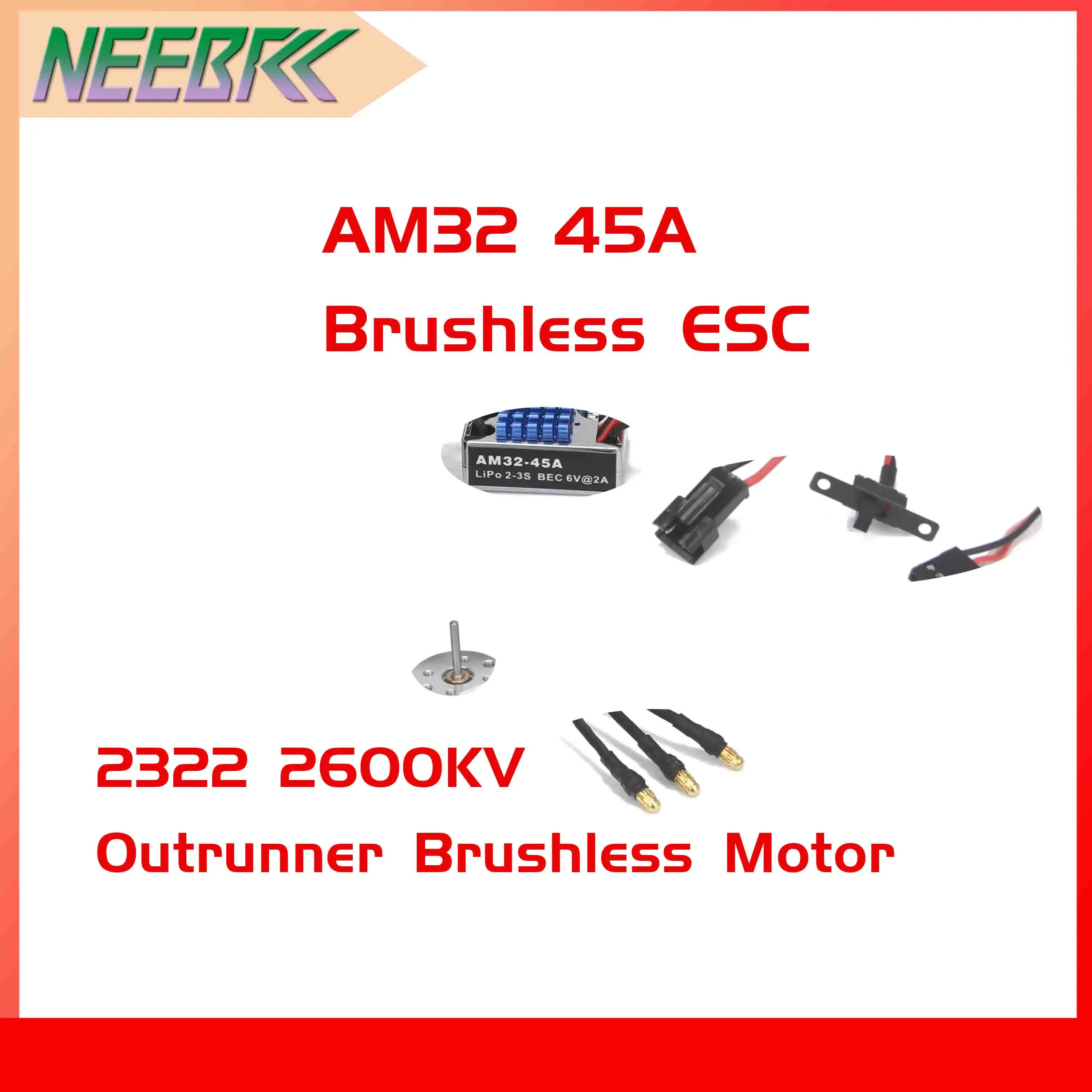 NEEBRC 2322 2600KV Outrunner Motor AM32 45A Brushless ESC 2S for RC Car Crawler MN82/MN99S/MN168/MN78 Model Upgrades Power Kit