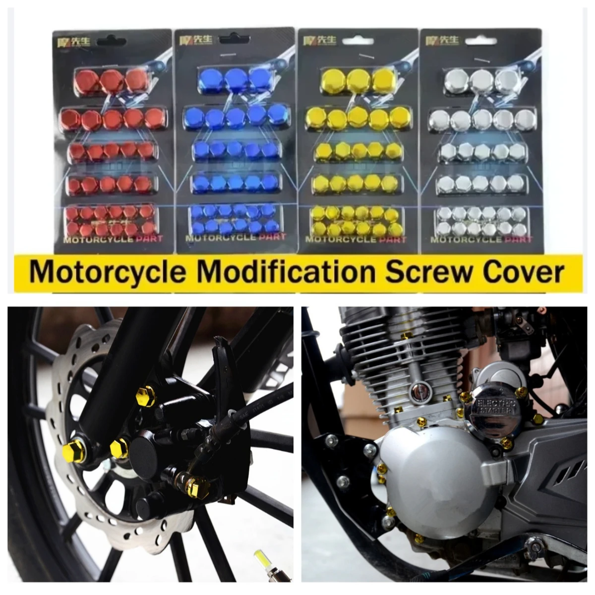 

30Pcs Motorcycle Screw Decoration Cover Plating Cap for Car Motor Scooters Electric Colored Nut Cover Motorcycle Accessories
