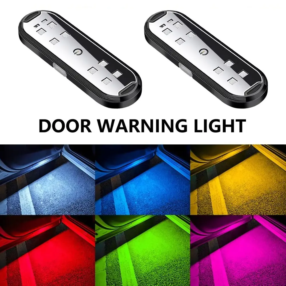 

Светодиодные красочные мигающие дверные фонари автомобиля Инфракрасный датчик Магнитное внутреннее окружающее освещение Интеллектуальный USB перезаряжаемый