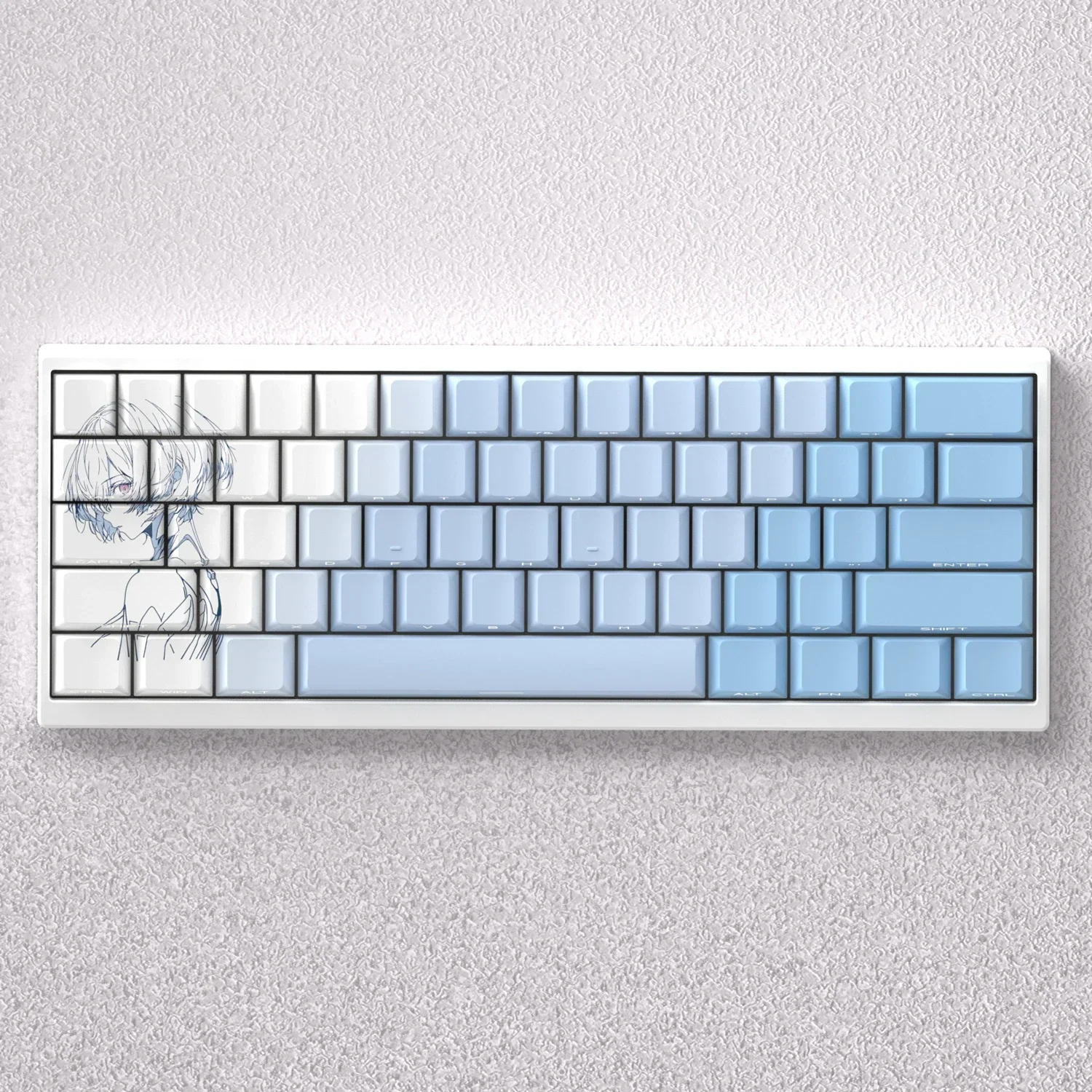 98 Keys PBT Keycaps EVA Ayanami Rei Side Print Anime Cherry Theme Profile Dye Sub Mechanical Keyboard GK61 Anne Pro 2