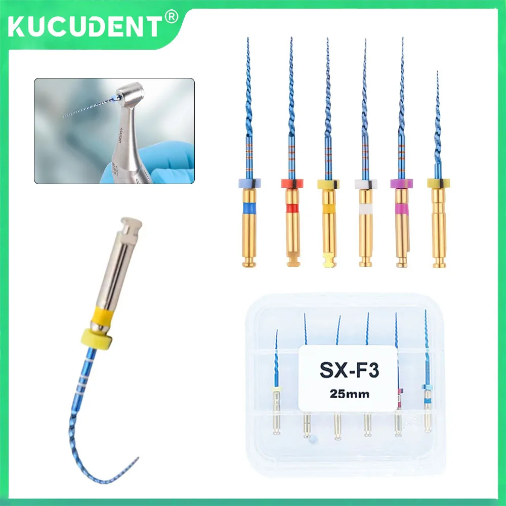 

6 шт./упак. 25 мм SX стоматологические файлы корневых каналов активированный роторный файл Niti термообработанные эндодонтические стоматологические вращающиеся инструменты