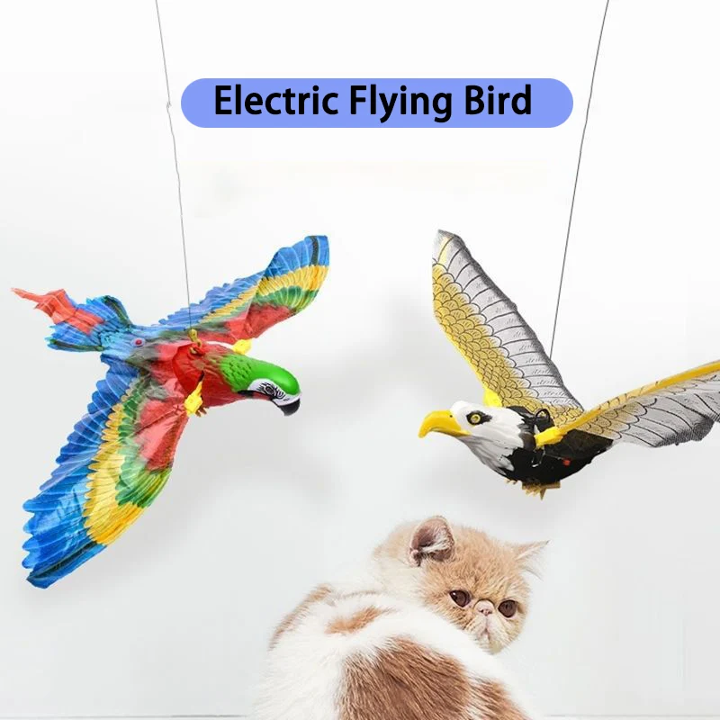 Simulation Bird Interactive Cat Toy Electric Hanging Eagle Flying Bird Cat Stick Scratch Rope Cat Teasering Play Toy