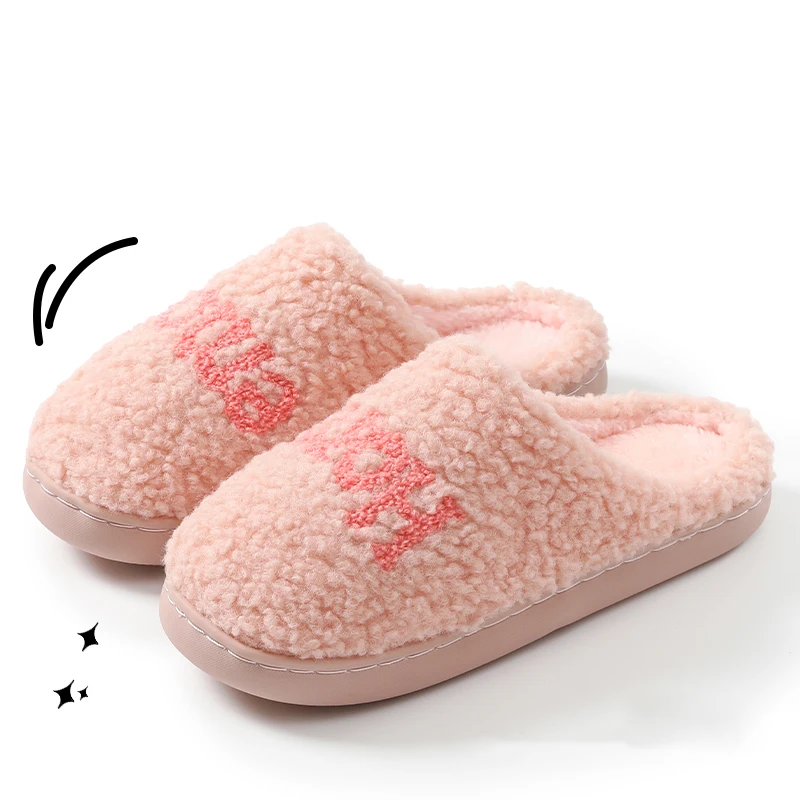 Winter Warme Plüsch-Hausschuhe für Damen, Rutschfeste Weiche Schuhe, Bequeme Flache Sohle, Indoor-Schlafzimmer-Paar-Hausschuhe für Zuhause – Detail 11