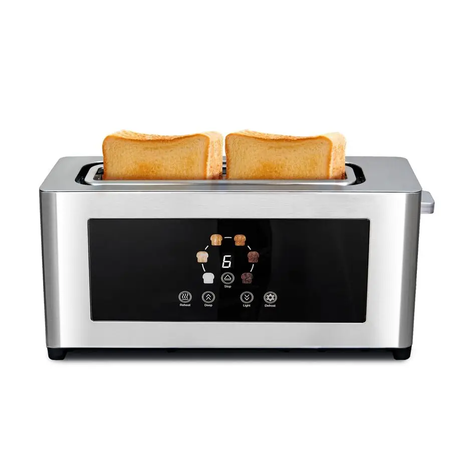 

Тостер с ЖК-дисплеем, тонкий, на 2 тоста, 10 слотов для багетов и 1,6-дюймовый сверхширокий слот, 6 уровней обжарки, 120 Вт