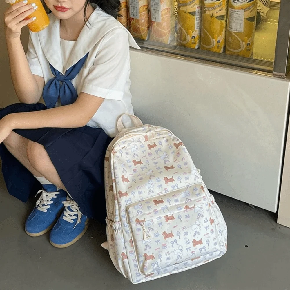 Kawaii Nylon Dog Backpack Korean Style Handbag Students School Bag Travel Bag Storage Bag Shoulder Bag Teenager