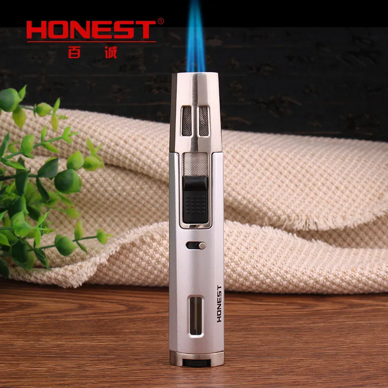 Honest Raptor Pen-style Cross Double Straight Torch Butane Cigar Lighter Metal Fixed Lock Fire Small Spray Gun