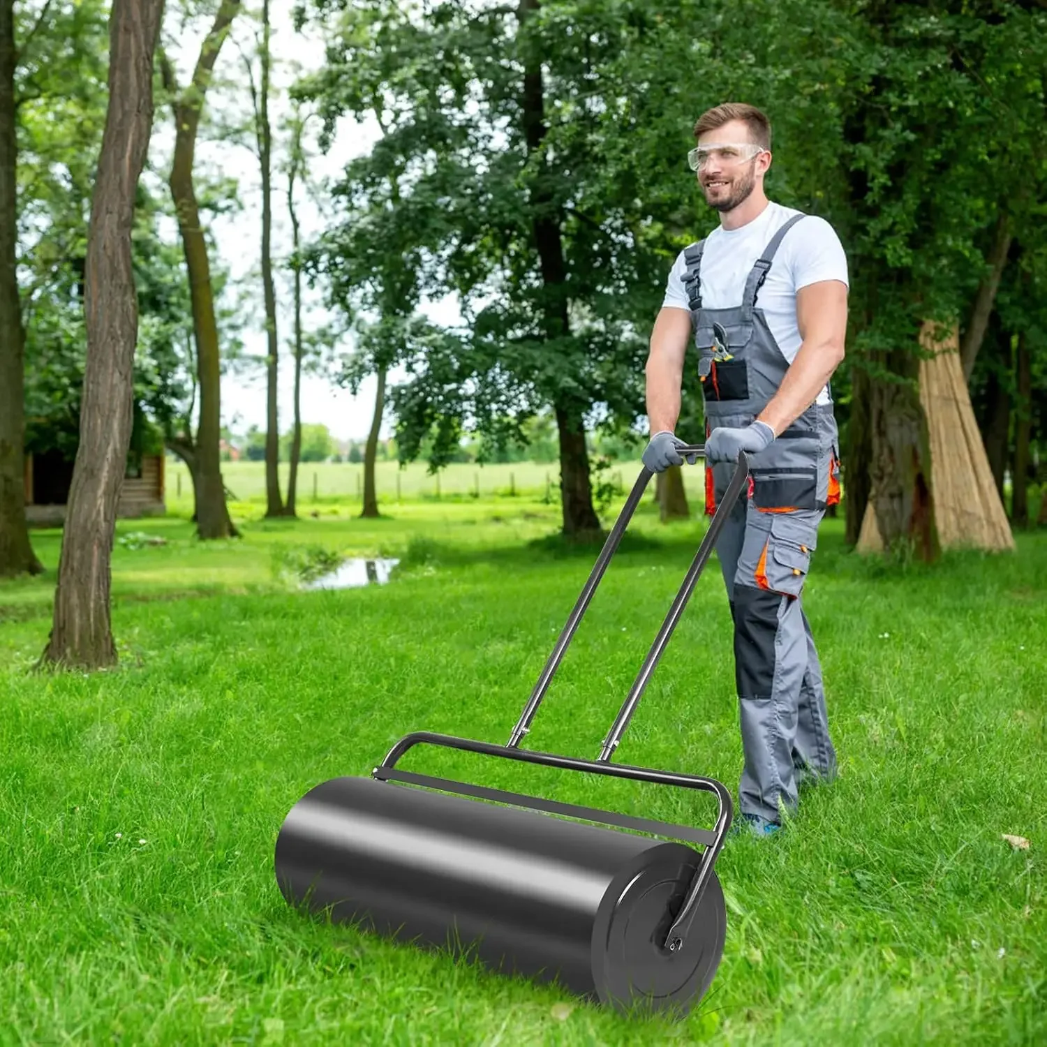 17 Gal Lawn Roller, Lawn Rollers Tow Behind Water Filled Sand Filled, Yard Roller Push Pull Behind, Lawn Soil Rollers, Grass