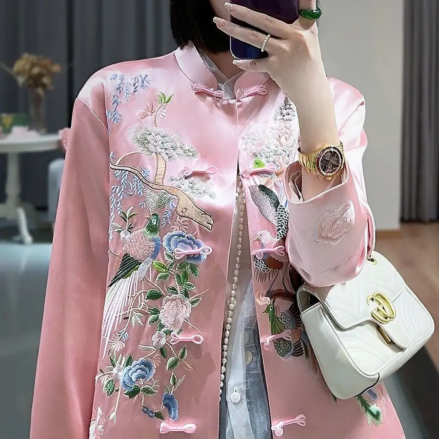 Chinese Style Jacket Women Phoenix Embroidery New Chinese Coat Tang Suit Hanfu Spring Autumn Elegant luxury Coat