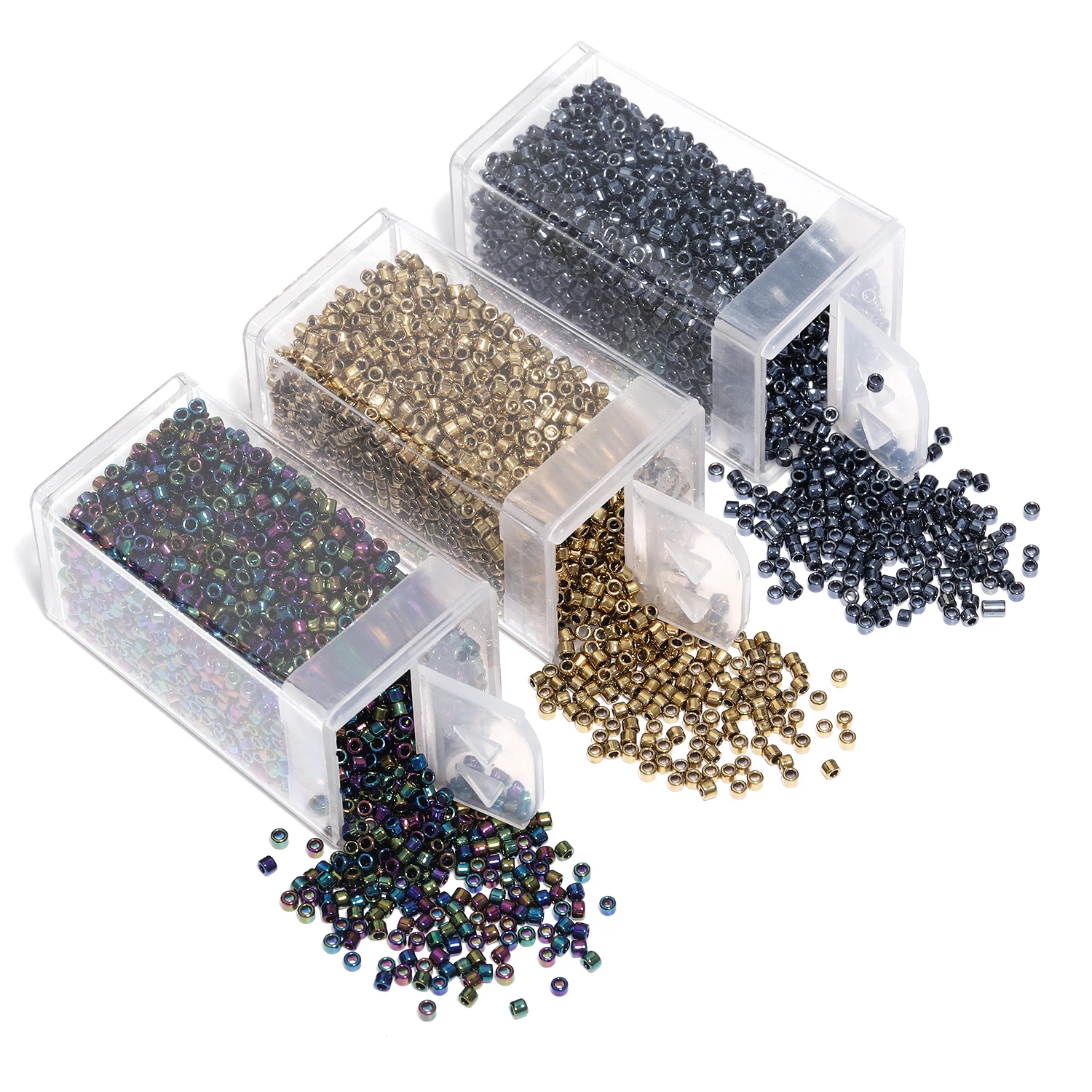 2 مللي متر أنبوب زجاجي الخرز الذهب اللون الأسود معدن اللون فضفاض خزر عازل لصنع المجوهرات سوار بوهيميا ذاتي الصنع الديكور اكسسوارات