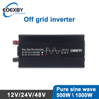 EOEXBY Pure Sine Wave Off-grid Inverter 1000W/500W DC 12V 24V 48V to AC 110V/220V 50HZ Mobile Power Converter Solar Car Inverter