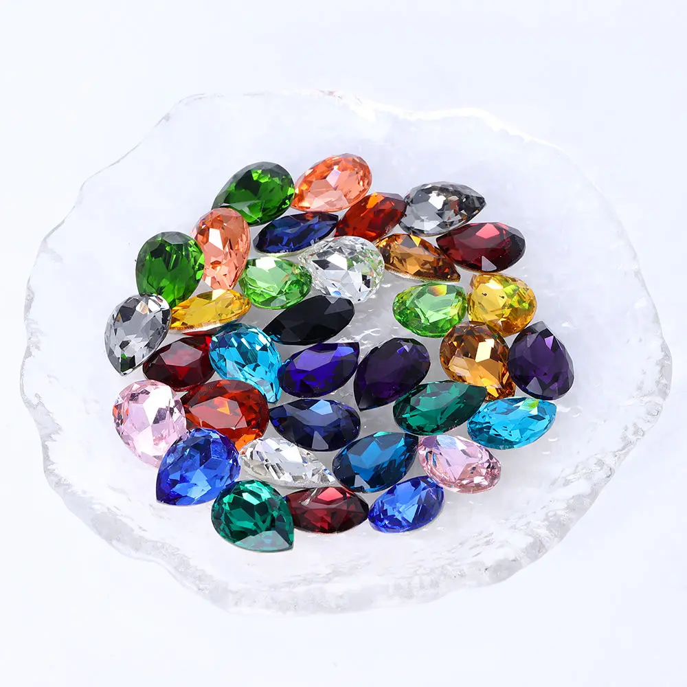 New Fancy K9 Glass Beads Top Quality Crystal Gem Stone Point Back Drop Shape Rhinestone For DIY Needlework Clothing Accessories