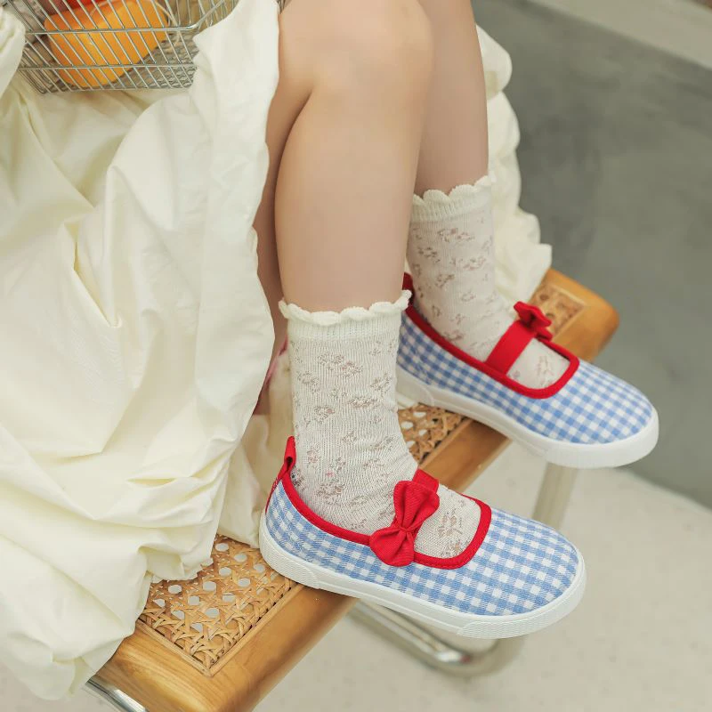 Children's Casual Shoes Baby Girl Lovely Plaid Pattern Canvas Shoes Kids Spring Sneakers Classic Checkered Soft Rubber Sole