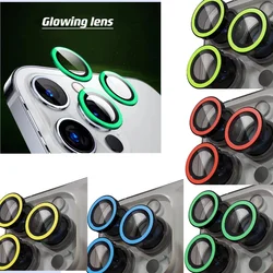 For iPhone 15 14 Pro Max Camera Lens Protectors Luminous Camera Ring Glass for iPhone 11 15pro max 11 mini 13pro Protective Film