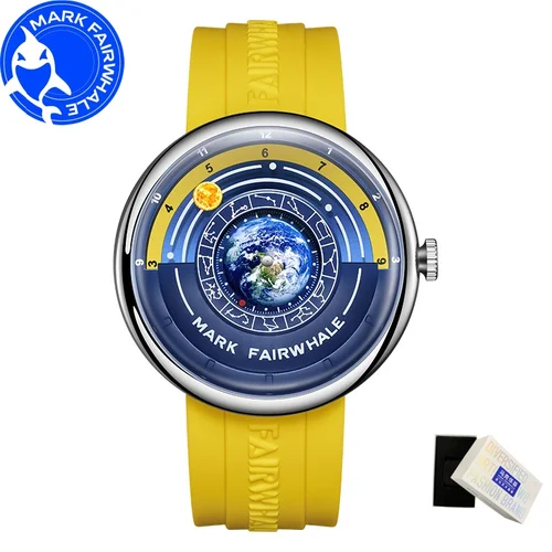 Imagen 2 del producto MARK FAIRWHALE 5700 esfera terrestre diseño único relojes de cuarzo impermeables para Hombre correa de silicona deportiva Reloj para Hombre Reloj para Hombre