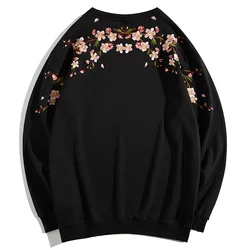 Floral Embroidery Unisex Pullovers Sweatshirt For Men Loose Fit Autumn Quality Cotton Fashion Casual Oversized Luxury Pull Homme