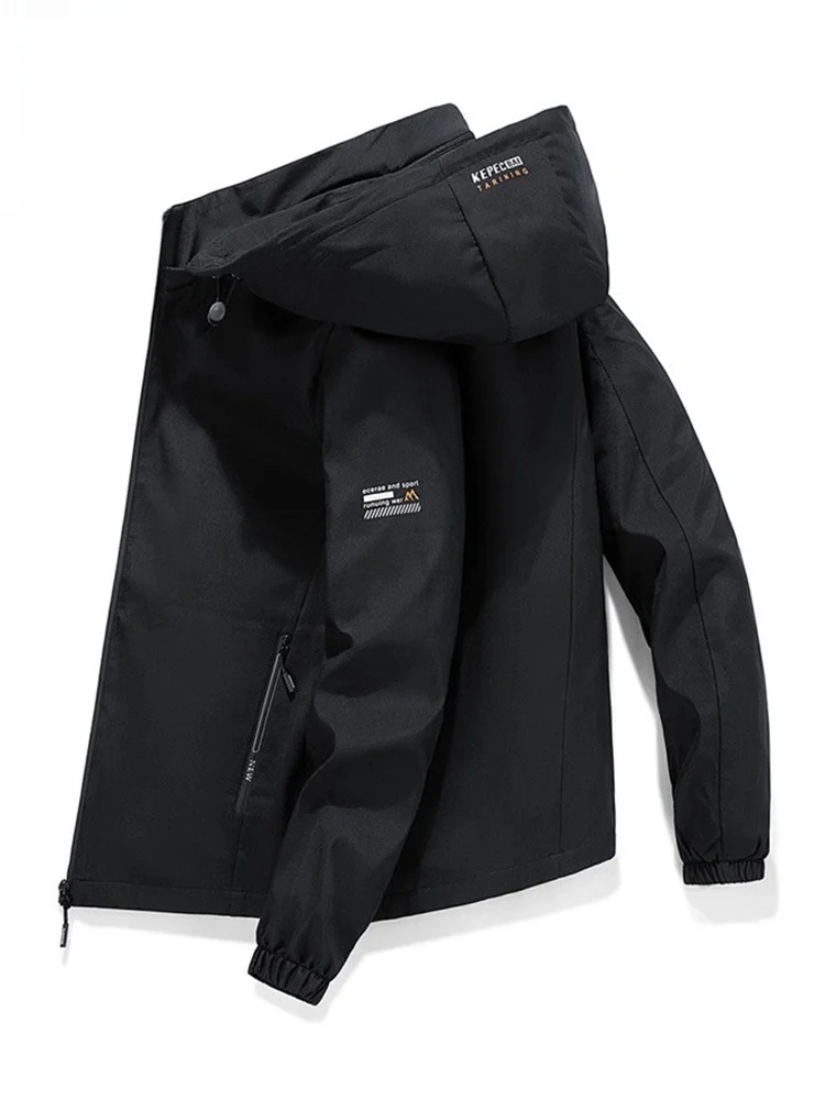 

Men's Faion Hooded Jaet Autumn New Sle Casual Zipper Decorated Polyester Long Sve Windproof Outerwear